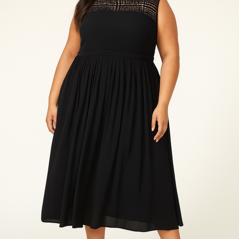 Modcloth Black Sleeveless Midi Dress